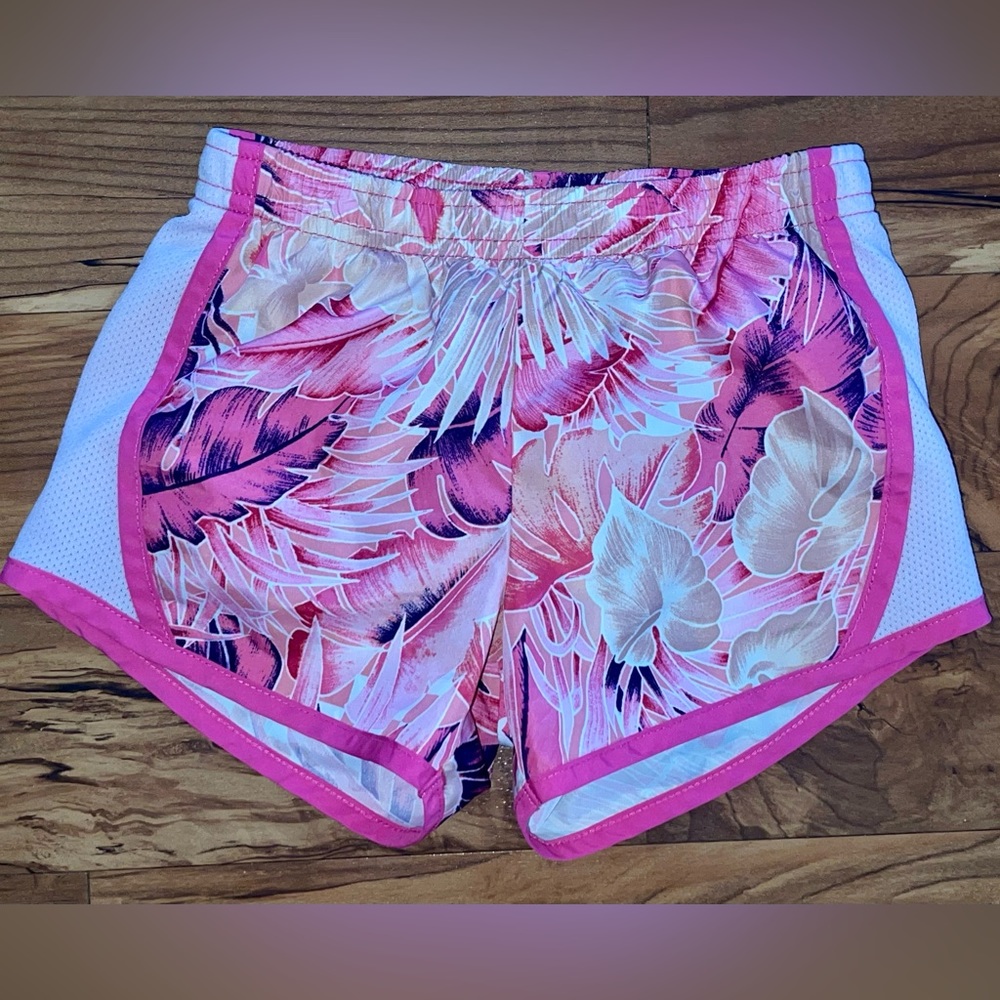 NIKE Shorts - Dri Fit- Pink & White - 4T. Toddler floral athletic shorts Nike